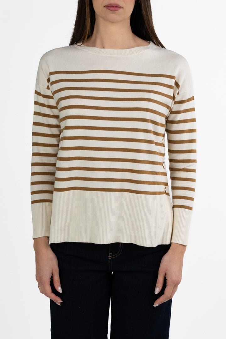 Maglia a Righe Marinière con Bottoni Laterali - Emme Marella