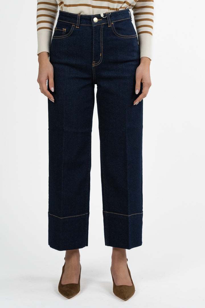 Jeans Wide Leg in Denim Scuro -Emme Marella