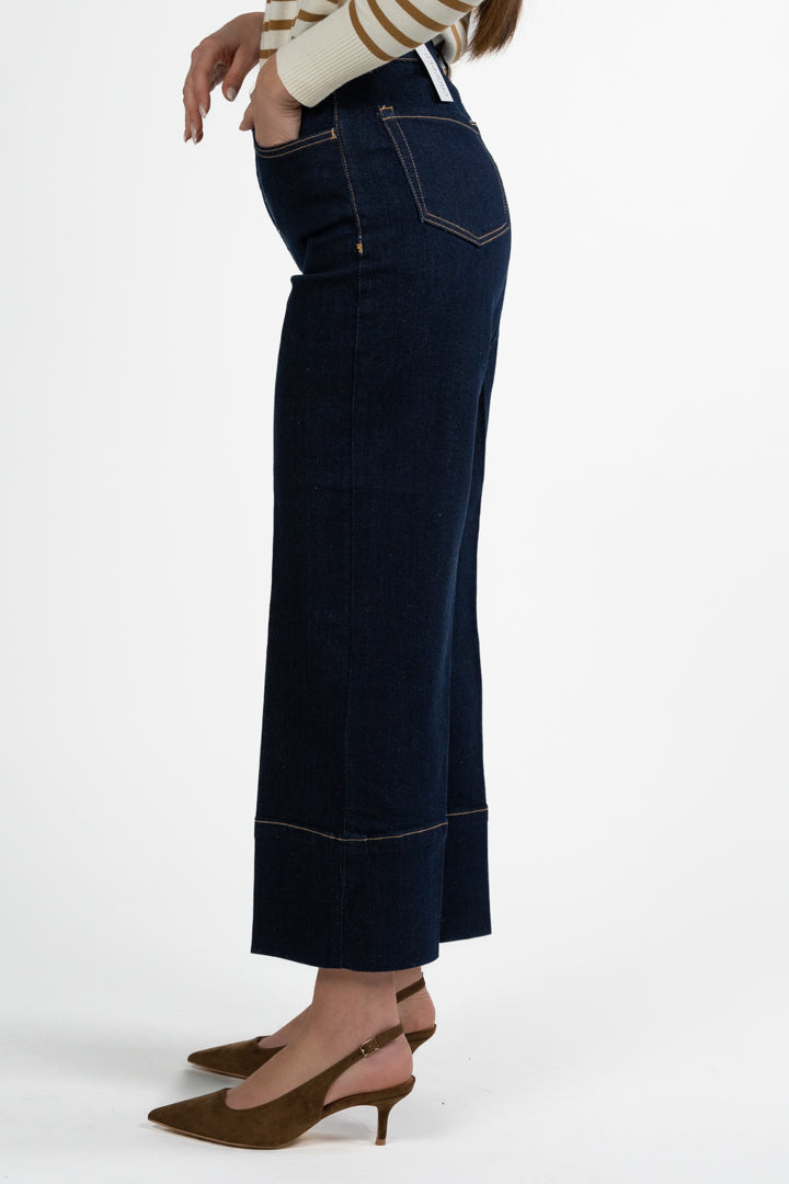Jeans Wide Leg in Denim Scuro -Emme Marella