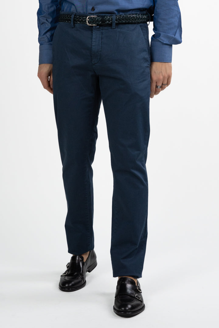 Pantalone Chino Siviglia - Blu Notte in Cotone Stretch