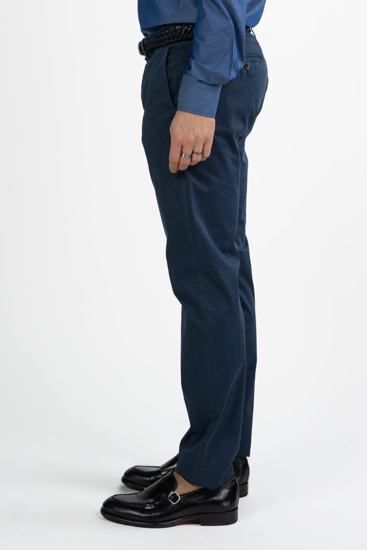 Pantalone Chino Siviglia - Blu Notte in Cotone Stretch
