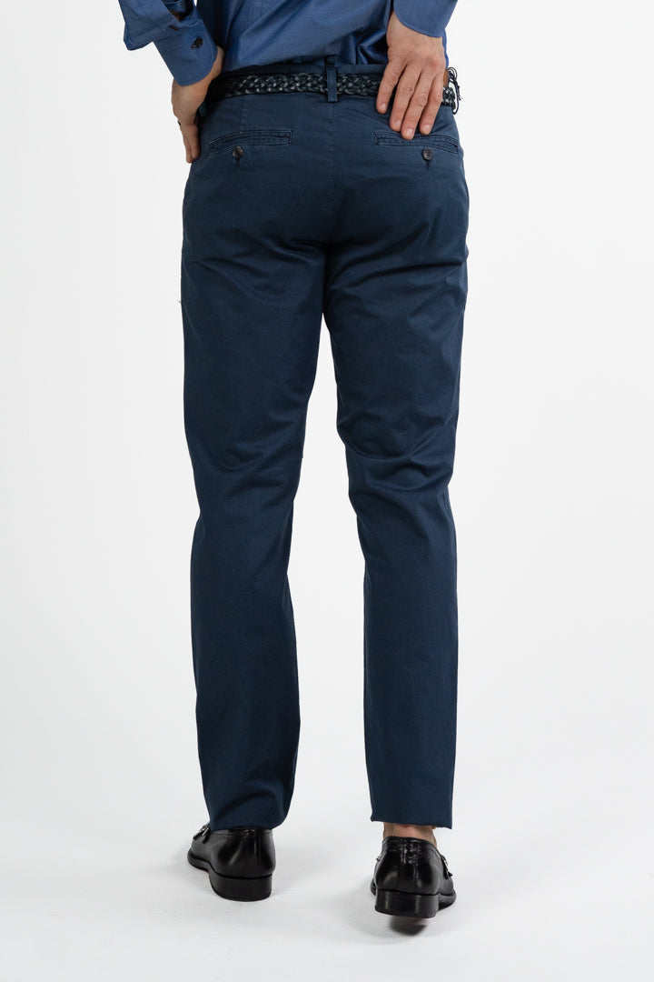 Pantalone Chino Siviglia - Blu Notte in Cotone Stretch