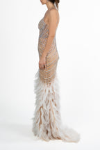 Abito oro con piume - Dea Fea