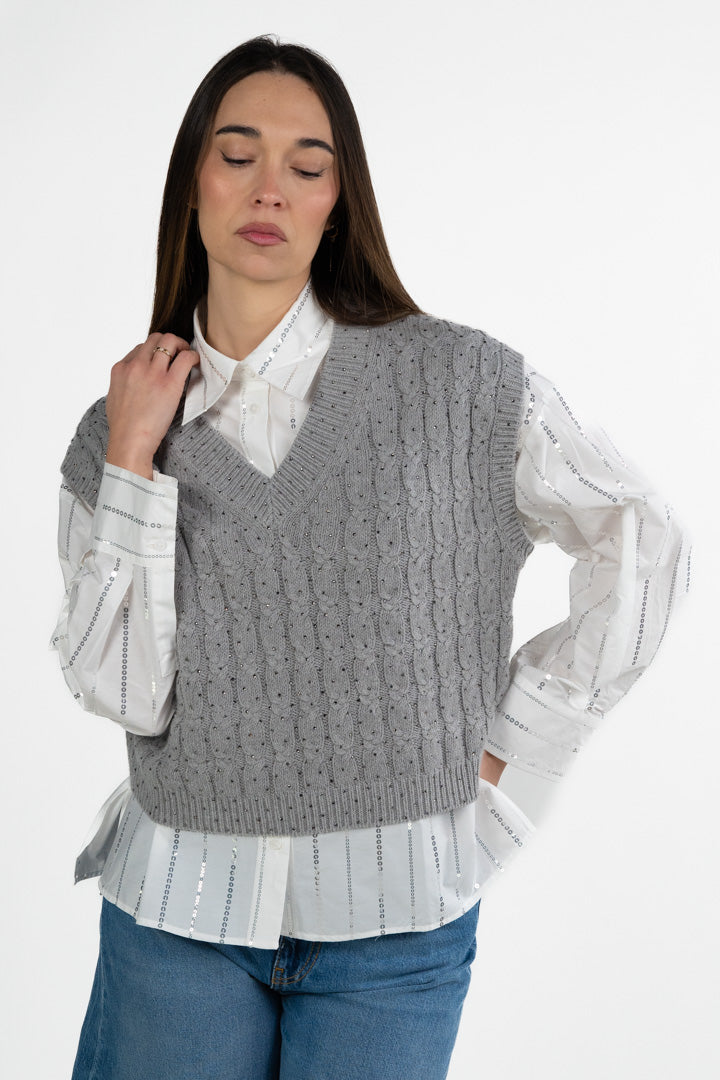 Gilet in Maglia a Trecce - Penny Black