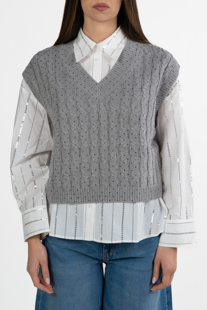 Gilet in Maglia a Trecce - Penny Black