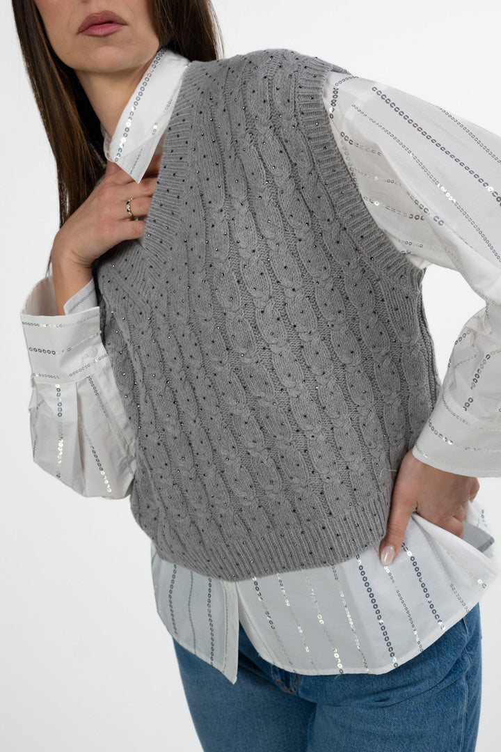 Gilet in Maglia a Trecce - Penny Black