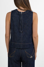 Top Smanicato in Denim Scuro – Taglio Boxy - Roy Roger's