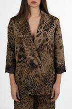 Blazer Doppiopetto in Satin Leopardato - Souvenir