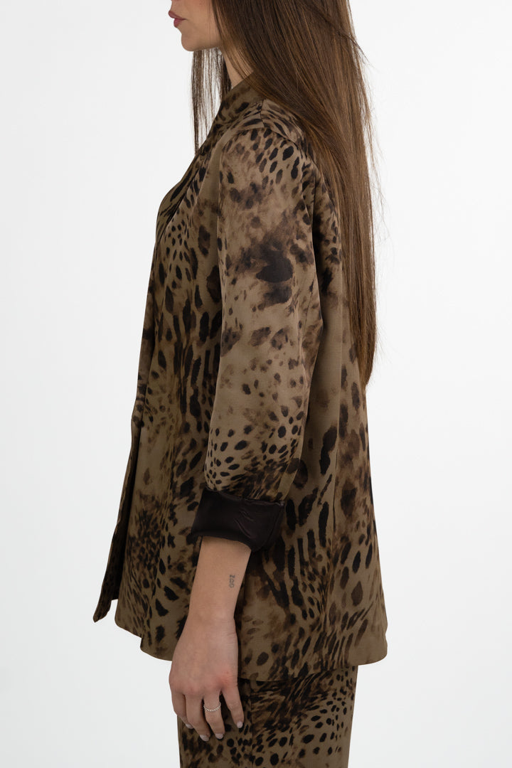 Blazer Doppiopetto in Satin Leopardato - Souvenir
