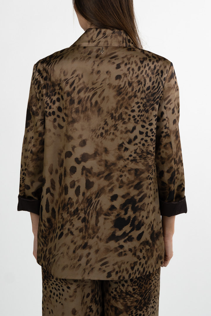 Blazer Doppiopetto in Satin Leopardato - Souvenir