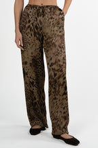 Pantaloni Palazzo in Satin Leopardato - Souvenir