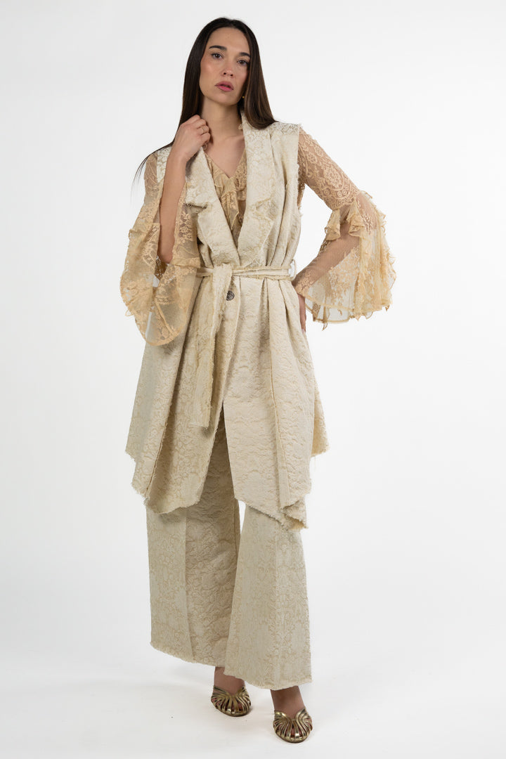 Gilet Lungo in Jacquard Floreale - Souvenir