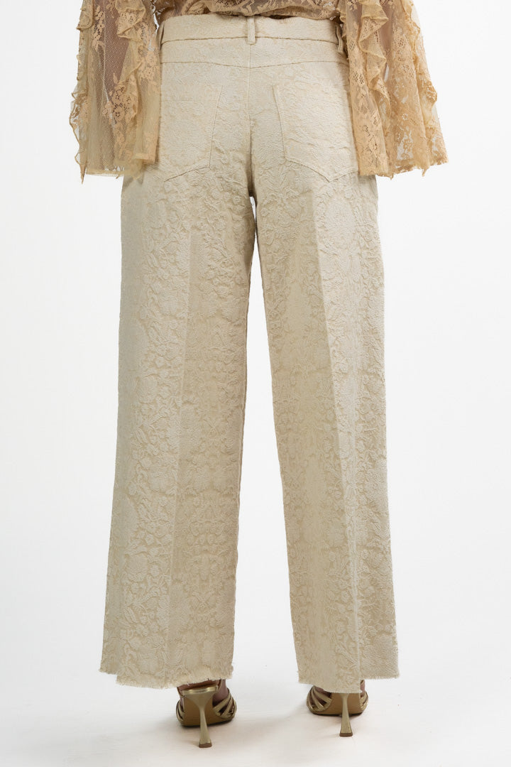 Pantalone Wide-Leg in Jacquard Floreale - Souvenir