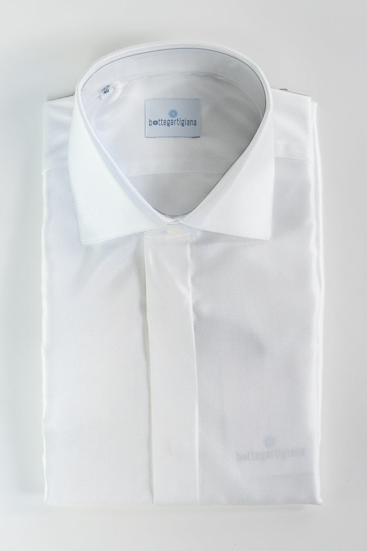 Camicia Sartoriale con Micro-Texture a Diamante -Bottega Artigiana