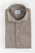 Camicia in Lino Fiammato – Marrone Tortora-Bottega Artigiana