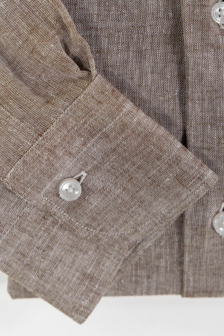 Camicia in Lino Fiammato – Marrone Tortora-Bottega Artigiana