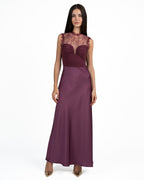 Abito  Elegante Bordeaux con Corpetto  in Pizzo - Rinascimento
