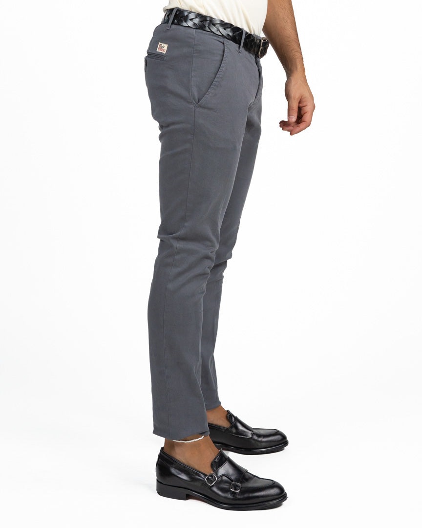 Pantaloni Chino Slim Fit in Cotone Elasticizzato antracite - Roy Roger's