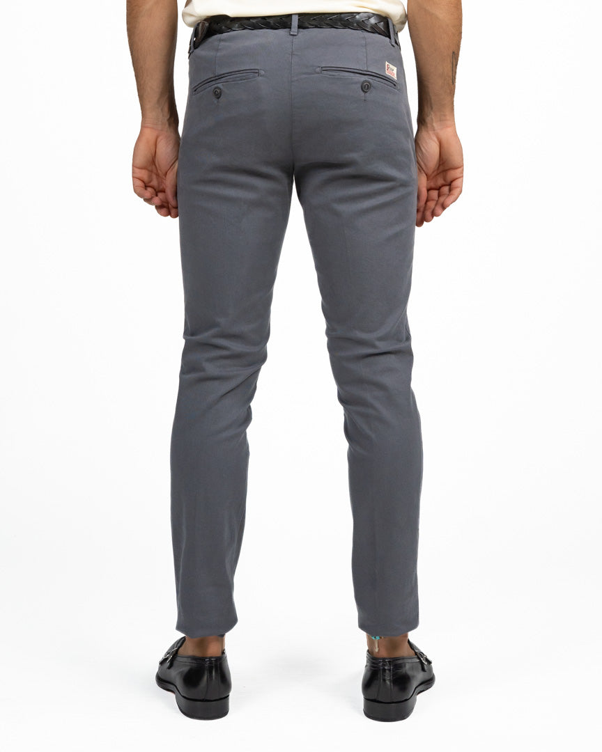 Pantaloni Chino Slim Fit in Cotone Elasticizzato antracite - Roy Roger's
