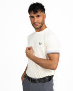T-Shirt in Cotone con Dettaglio sulle Maniche ecru -  Fred Perry