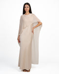 Elegante Abito Lungo con Mantella a Sovrapposizione beige - Rinascimento