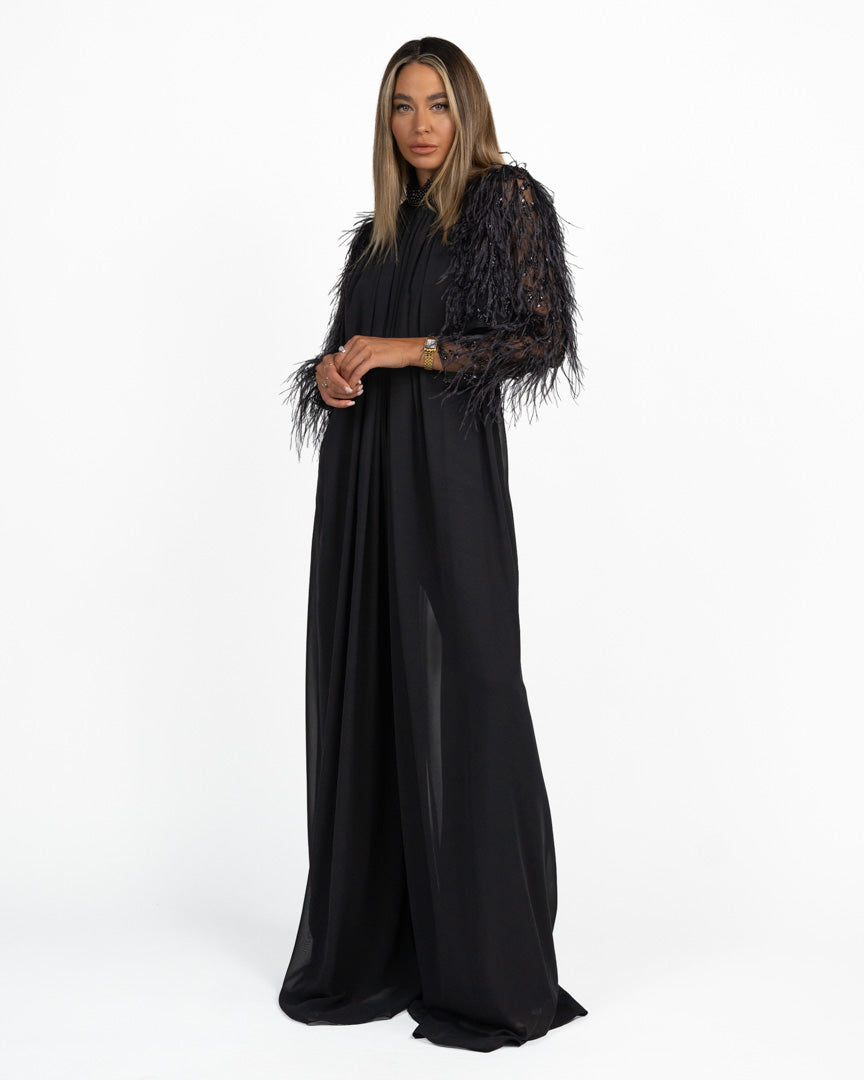 Giacchino Cropped Gioiello con Piume nero - Berti Mode Collection