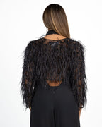 Giacchino Cropped Gioiello con Piume nero - Berti Mode Collection
