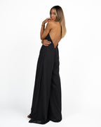 Elegante Tuta Intera Fluida con Scollo all'americana nero - Berti Mode Collection