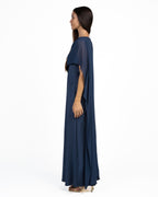 Elegante Abito Lungo con Mantella a Sovrapposizione blu - Rinascimento