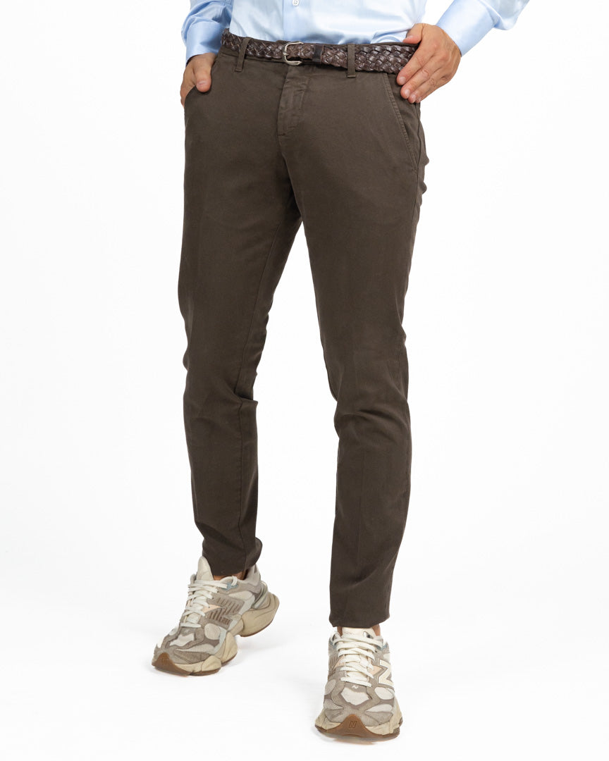 Pantaloni Chino Slim Fit in Cotone Moka - Roy Roger's