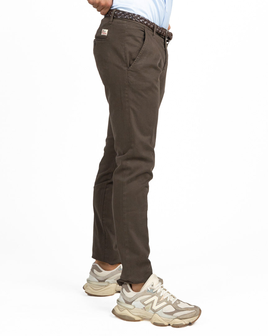 Pantaloni Chino Slim Fit in Cotone Moka - Roy Roger's