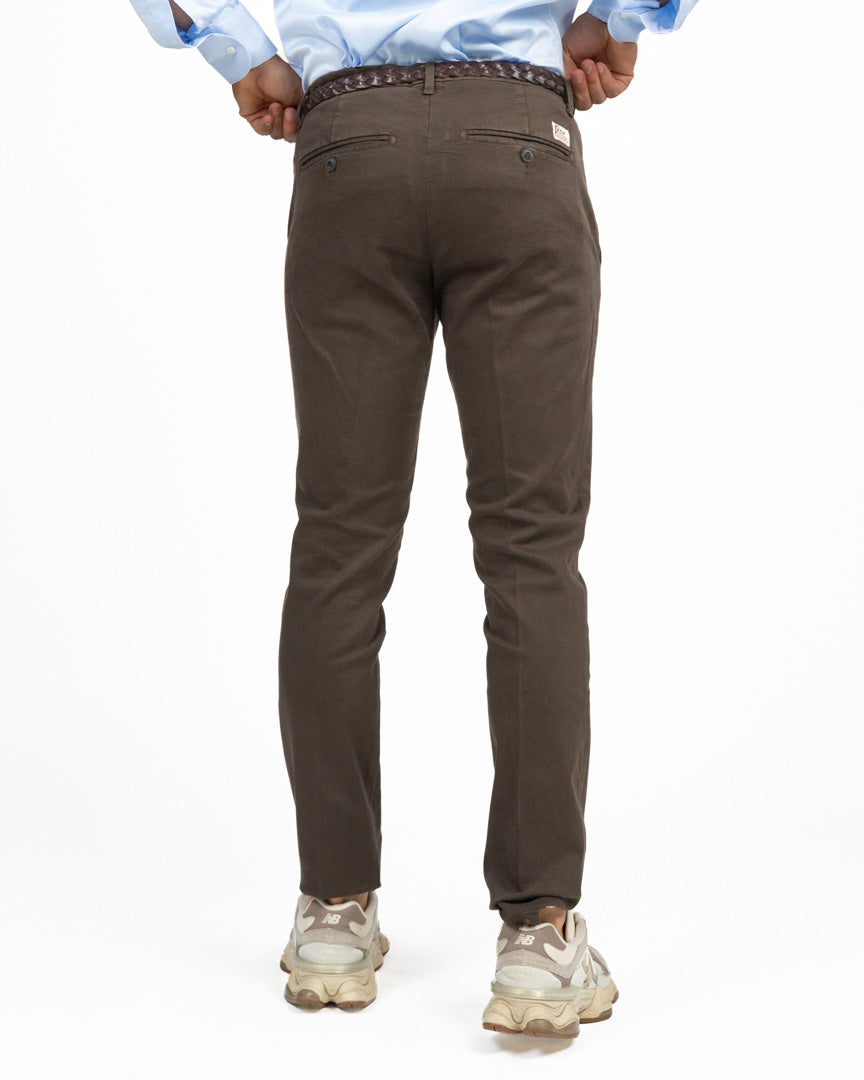Pantaloni Chino Slim Fit in Cotone Moka - Roy Roger's
