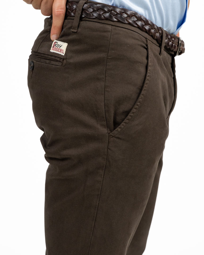 Pantaloni Chino Slim Fit in Cotone Moka - Roy Roger's