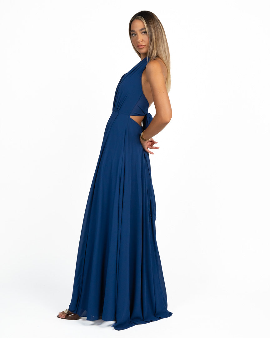 Abito Lungo Fluido in Chiffon con Stola Abbinata - Berti Mode Collection