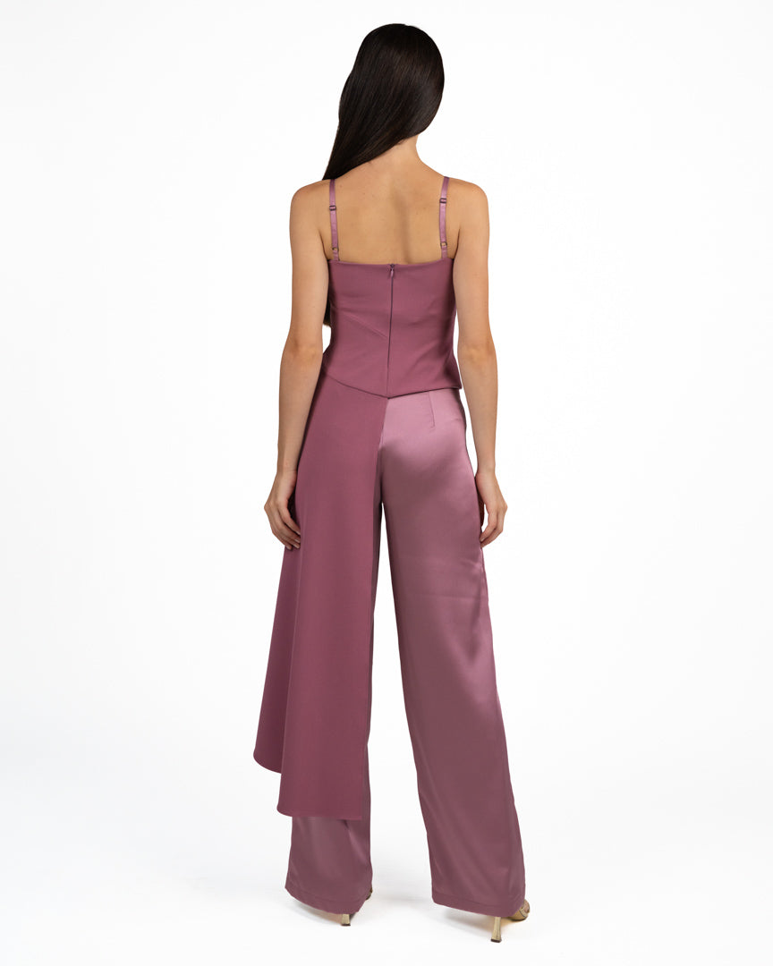 Completo Elegante Coordinato: Top Asimmetrico con Strascico e Pantaloni Palazzo - Rinascimento