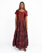 Abito Lungo in Mikado e Jacquard Floreale - Berti Mode Collection