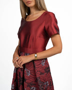 Abito Lungo in Mikado e Jacquard Floreale - Berti Mode Collection