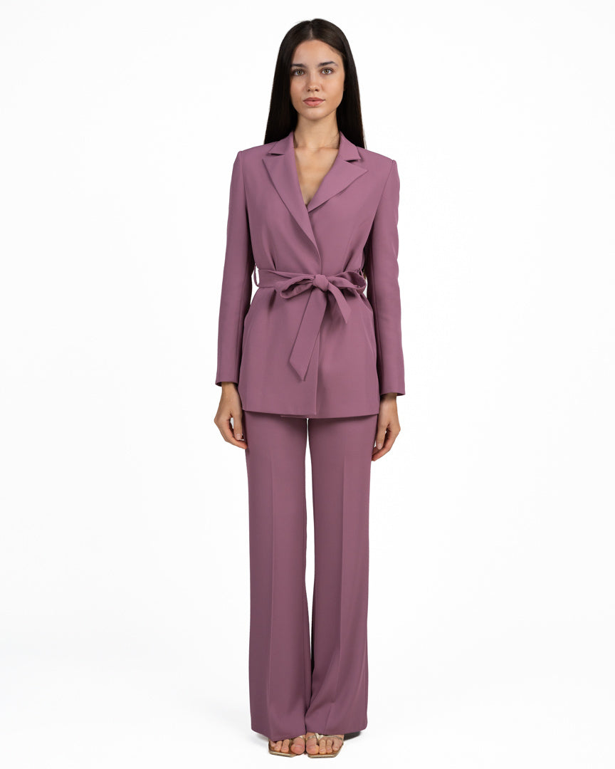 Completo Tailleur da Donna: Giacca con Cinta e Pantaloni Palazzo - Rinascimento