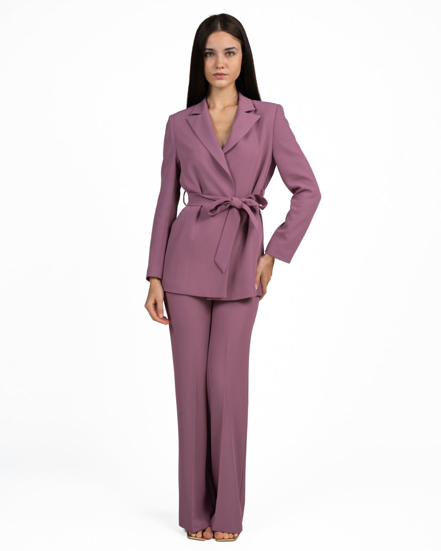 Completo Tailleur da Donna: Giacca con Cinta e Pantaloni Palazzo - Rinascimento