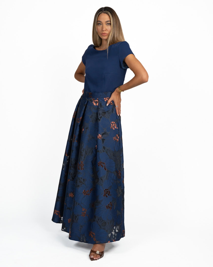 Set Elegante Scomposto (Top e Gonna Lunga Jacquard) - Berti Mode Collection
