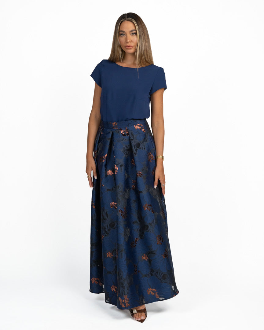 Set Elegante Scomposto (Top e Gonna Lunga Jacquard) - Berti Mode Collection