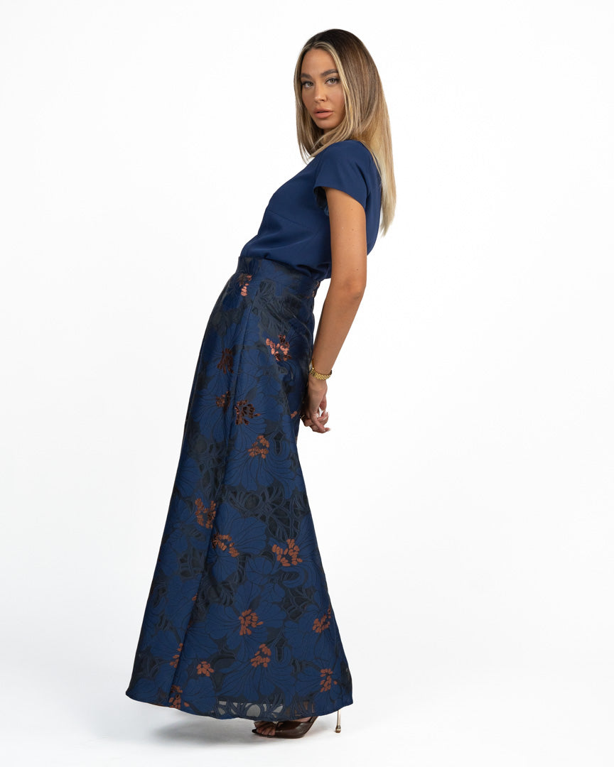 Set Elegante Scomposto (Top e Gonna Lunga Jacquard) - Berti Mode Collection