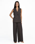 Completo Tailleur Gilet Sartoriale e Pantalone Palazzo Marrone Cioccolato - Rinascimento