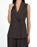 Completo Tailleur Gilet Sartoriale e Pantalone Palazzo Marrone Cioccolato - Rinascimento
