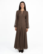 Abito Longuette in Tulle Marrone Bronzo - Twinset