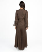 Abito Longuette in Tulle Marrone Bronzo - Twinset