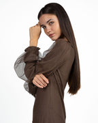 Abito Longuette in Tulle Marrone Bronzo - Twinset