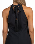 Top Canotta Fluido con Scollo Halter e Dettaglio Nappe nero - Marella 365