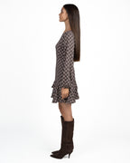 Abito Corto Stampato con Volant e Maniche a Palloncino - Emme Marella