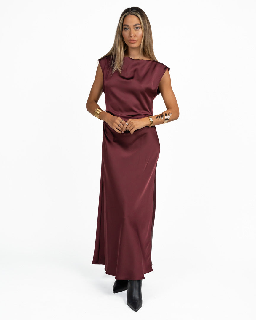 Abito Longuette Drappeggiato bordeaux - Pennyblack